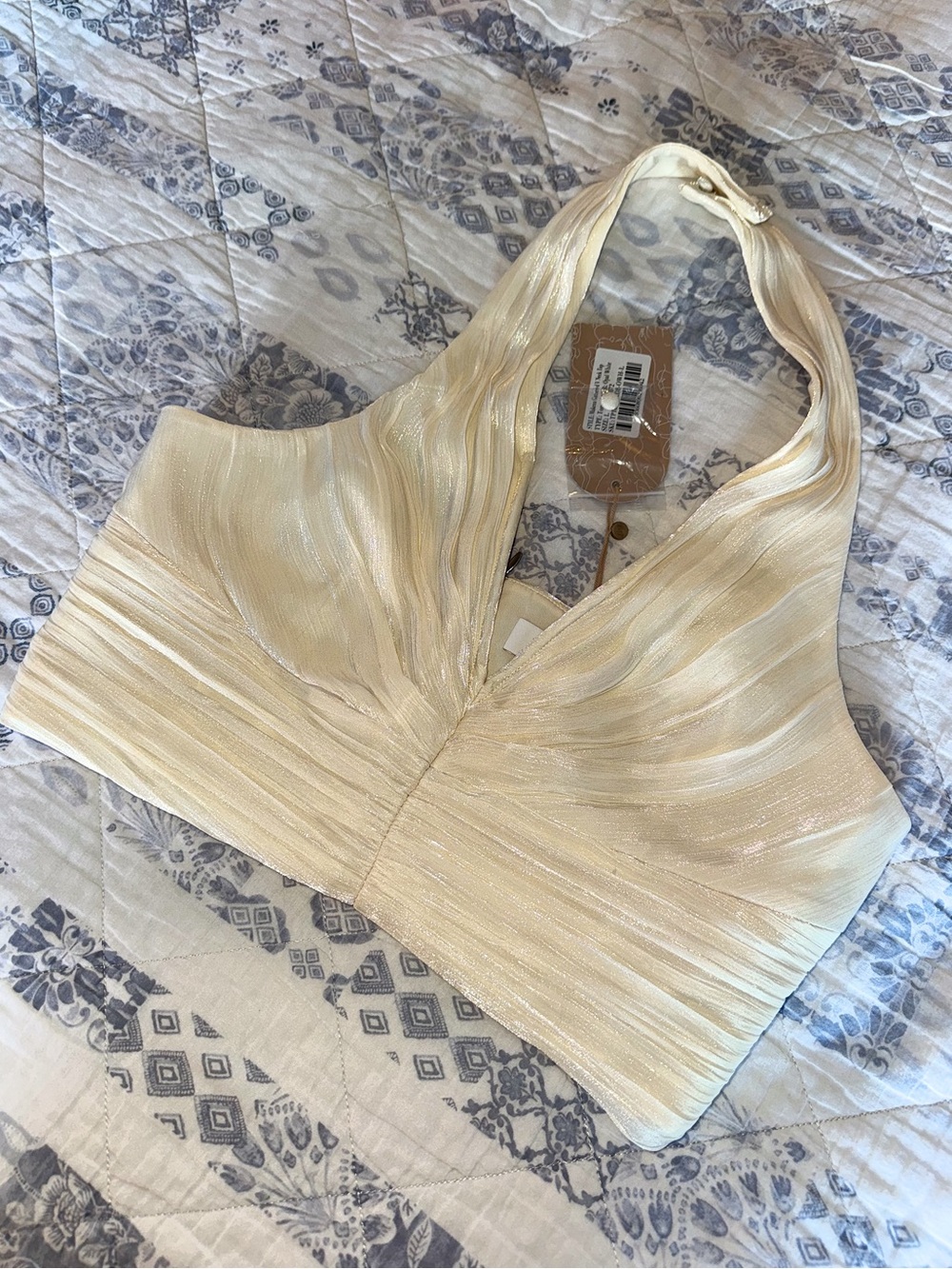 Meshki Cream Halter Crop Top